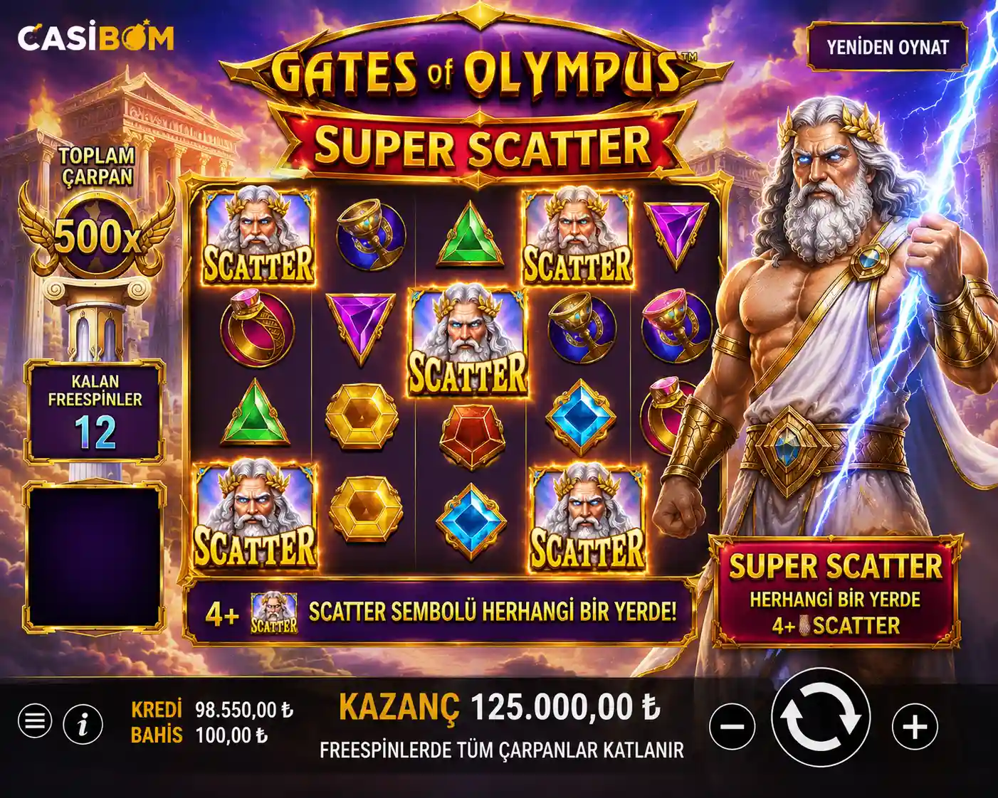Casibom Gates of Olympus Super Scatter oyun görseli